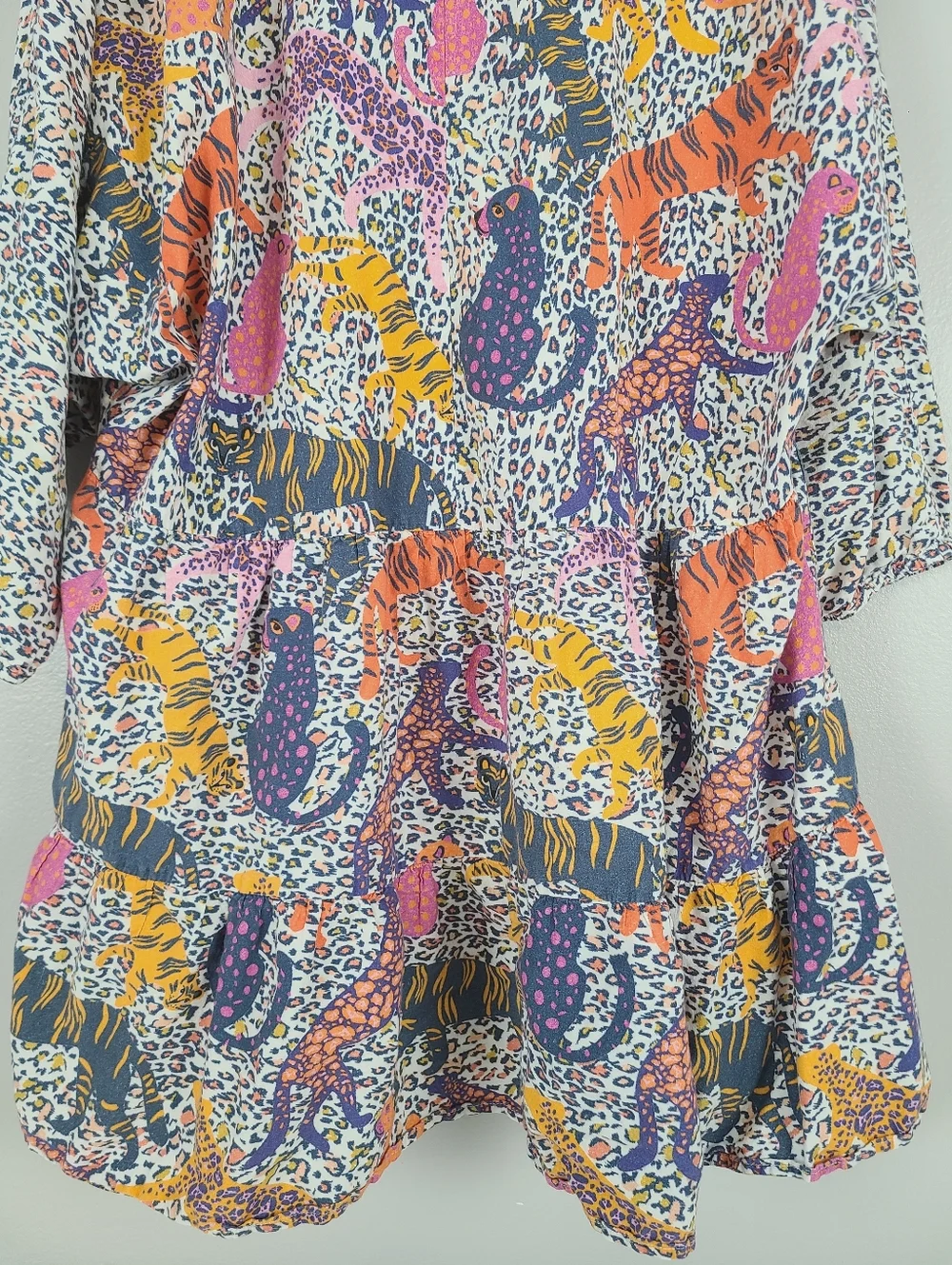 Anthropologie x Conditions Apply Multicolor Animal Tiger Tiered Tunic Dress XL - Picture 12 of 16